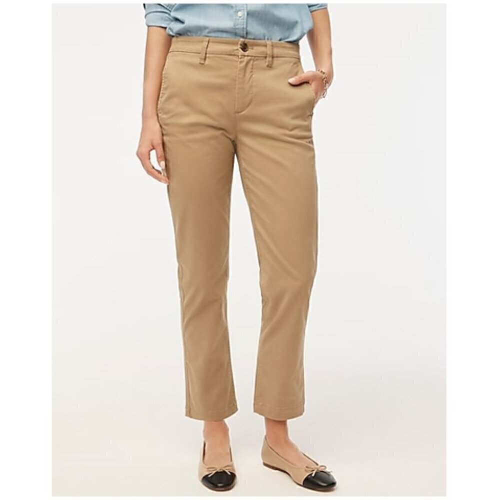 J. Crew High Rise Straight Leg Girlfriend Chino Pants Tan Size 10/M NWT